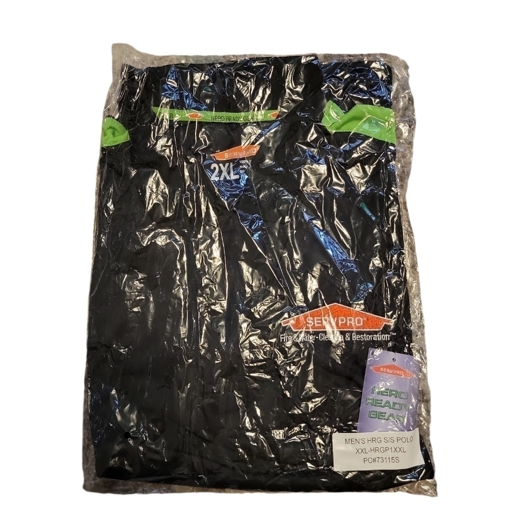 Servpro size 2XL polo shirt NWT black, green, and orange